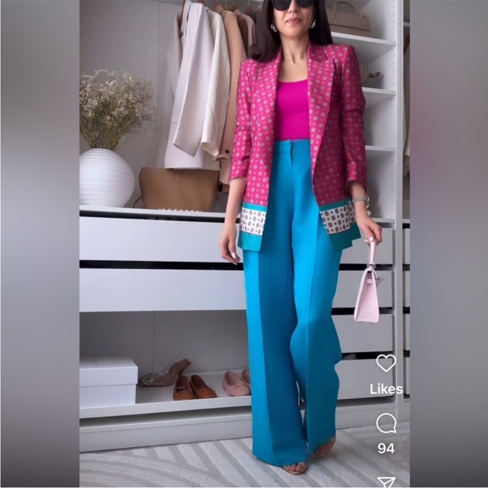 Zara satin effect Pink Patterned Blazer